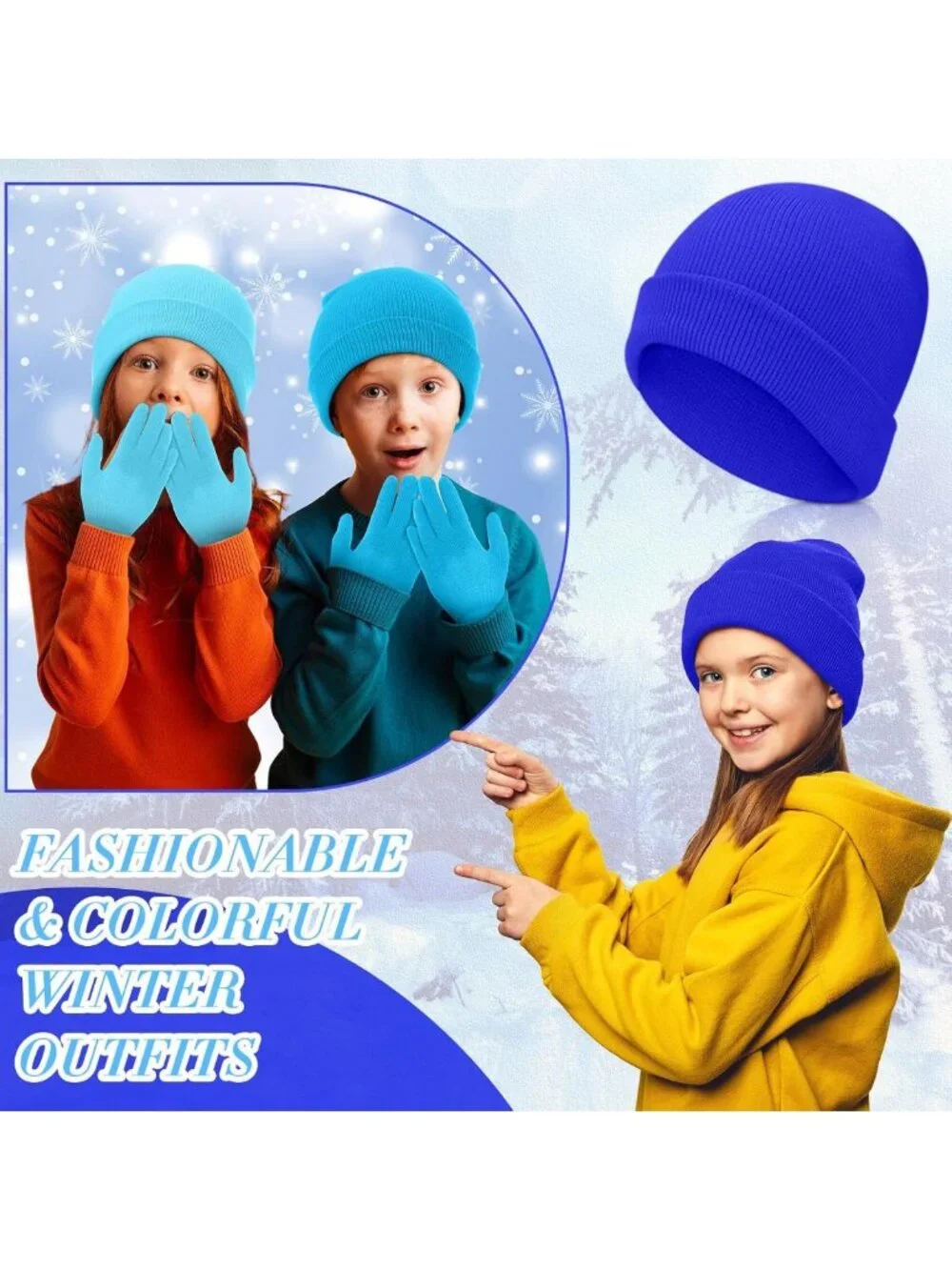 60Pcs Kids Winter Beanie & Gloves Set - Warm Knit Hats for Boys & Girls, Cold